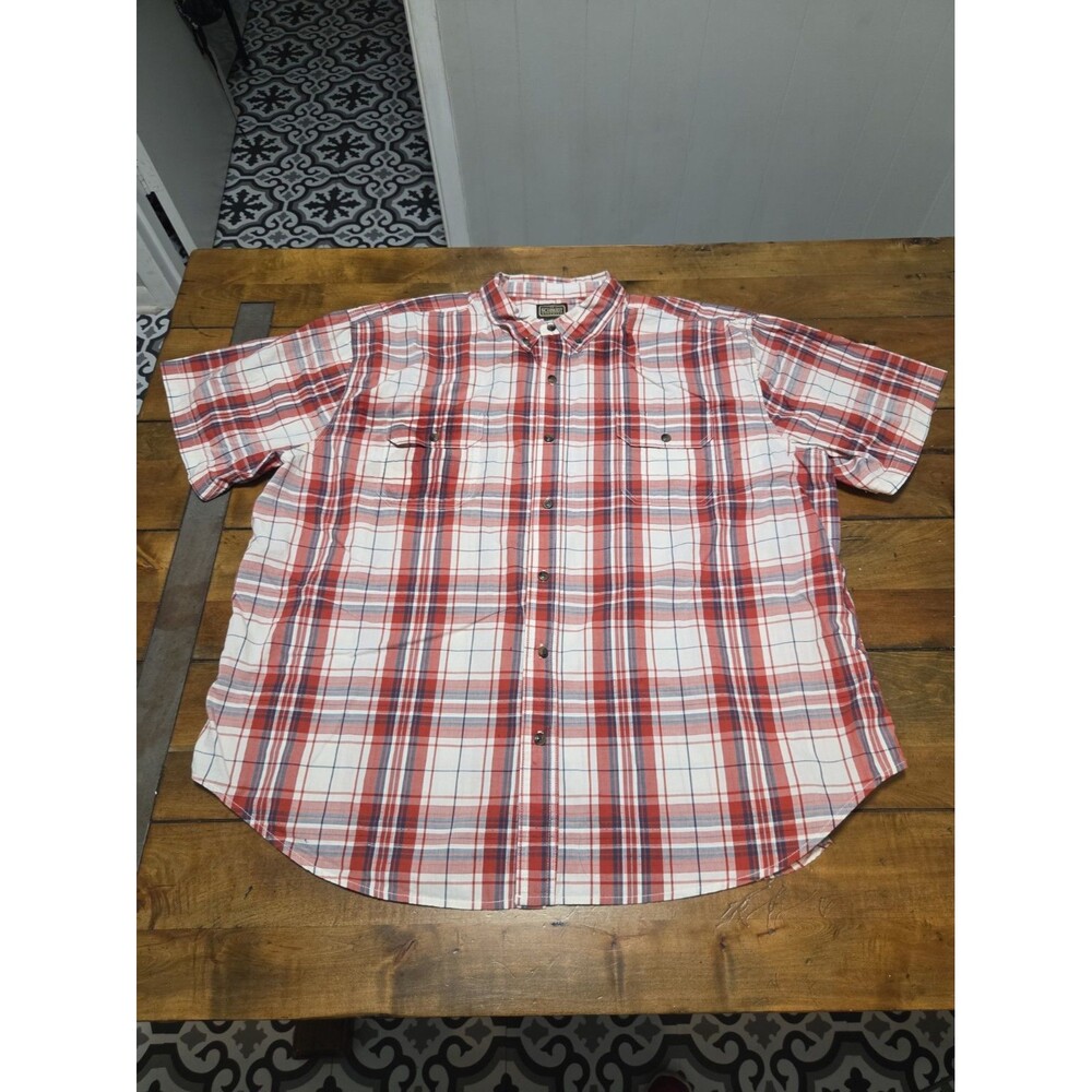 ce schmidt workwear plaid shirt mens 3x short sleeve button up orange big tall
